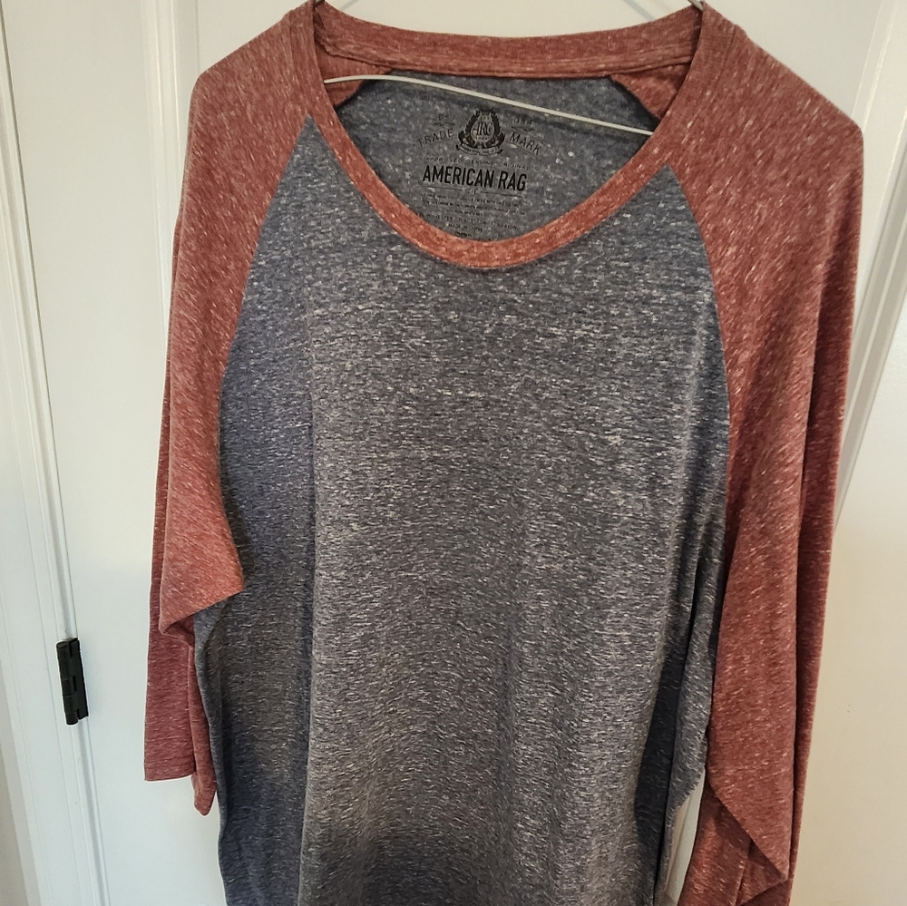 American Rag Mens Red and Gray Top